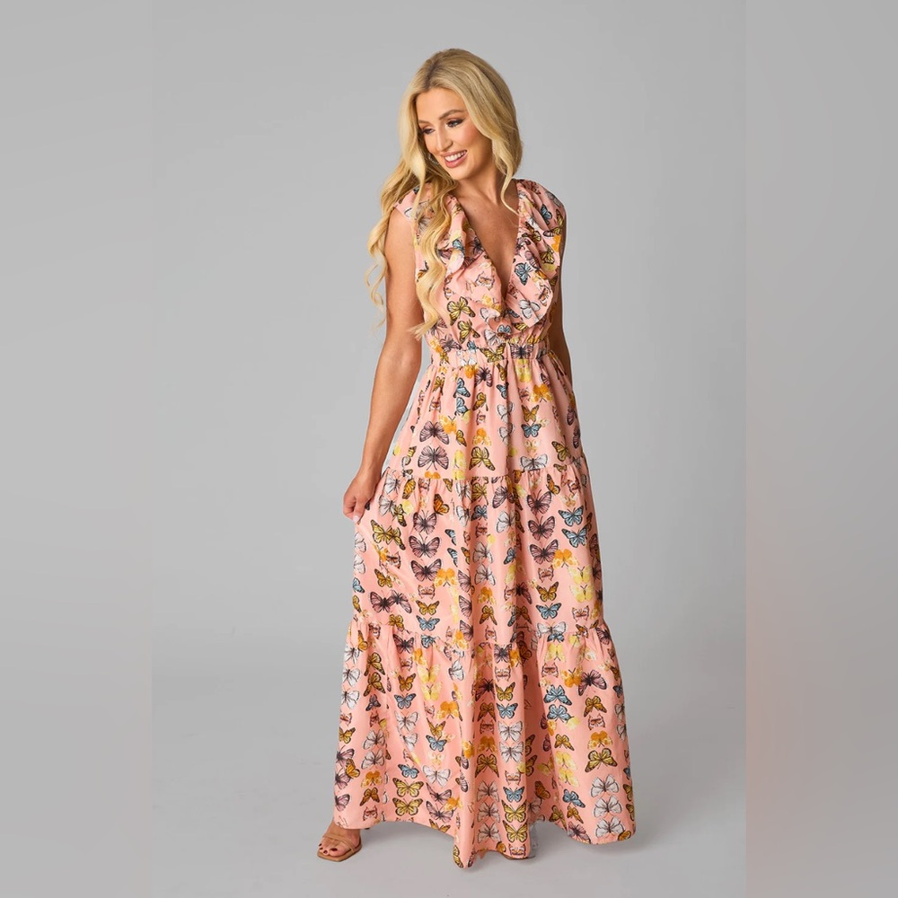 Buddy love Crawford ruffle sleeve butterfly maxi dress
